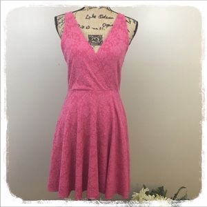 Anthro Pins & Needles Pink Lace Print Dress sz. L